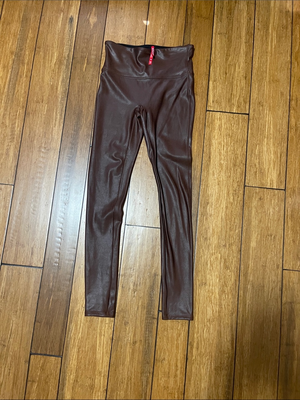 SPANX Girls Faux Leather Leggings in Chocolate Brown